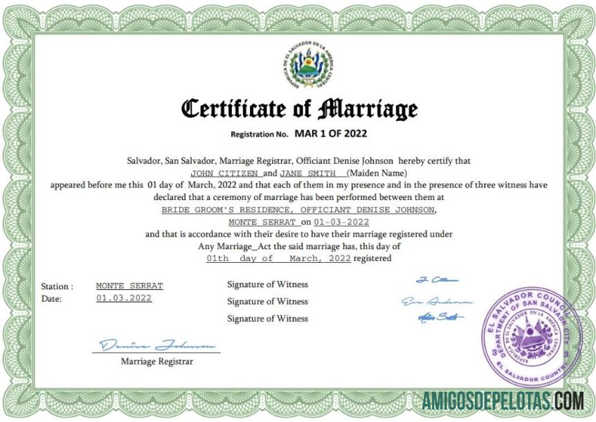 Imprimível modelo Word e PDF de certidão de casamento em Salvador